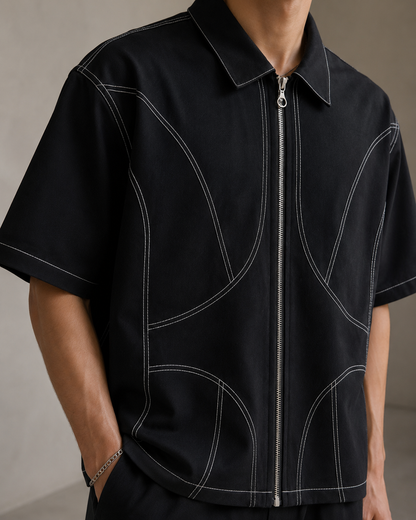 Studio Contour Zip Shirt — Black