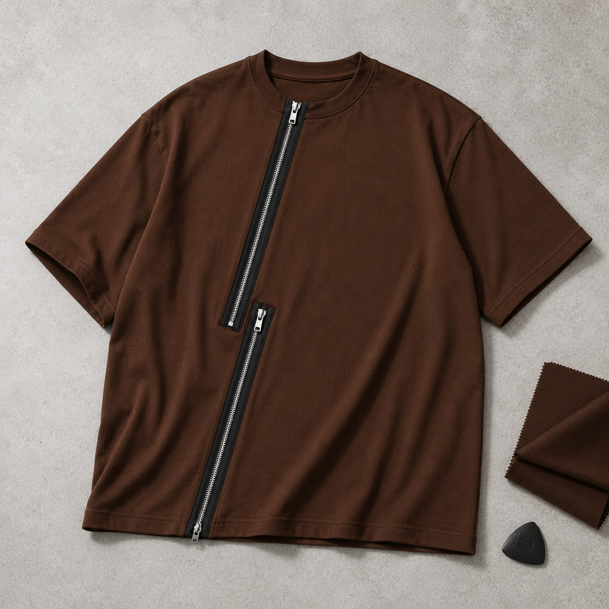 Axis Zip Tee — Coffee Brown