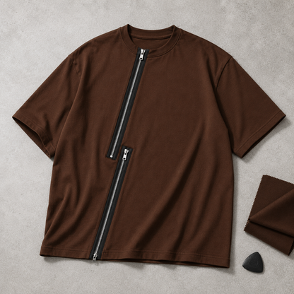 Axis Zip Tee — Coffee Brown