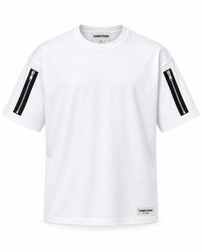 Twin Zip Tee — White