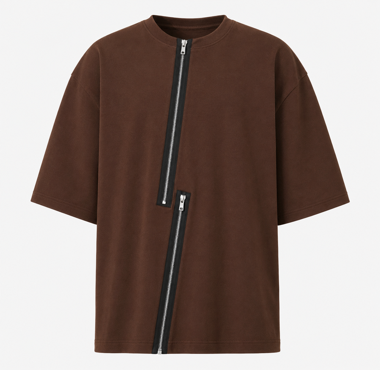 Axis Zip Tee — Coffee Brown