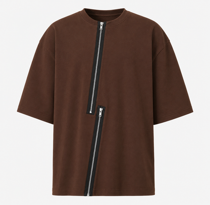Axis Zip Tee — Coffee Brown