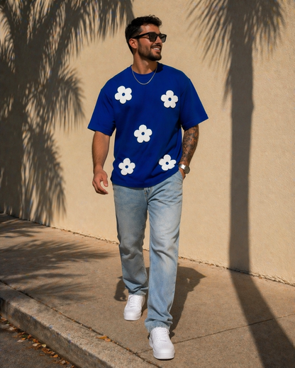 Bloom Appliqué Tee — Blue