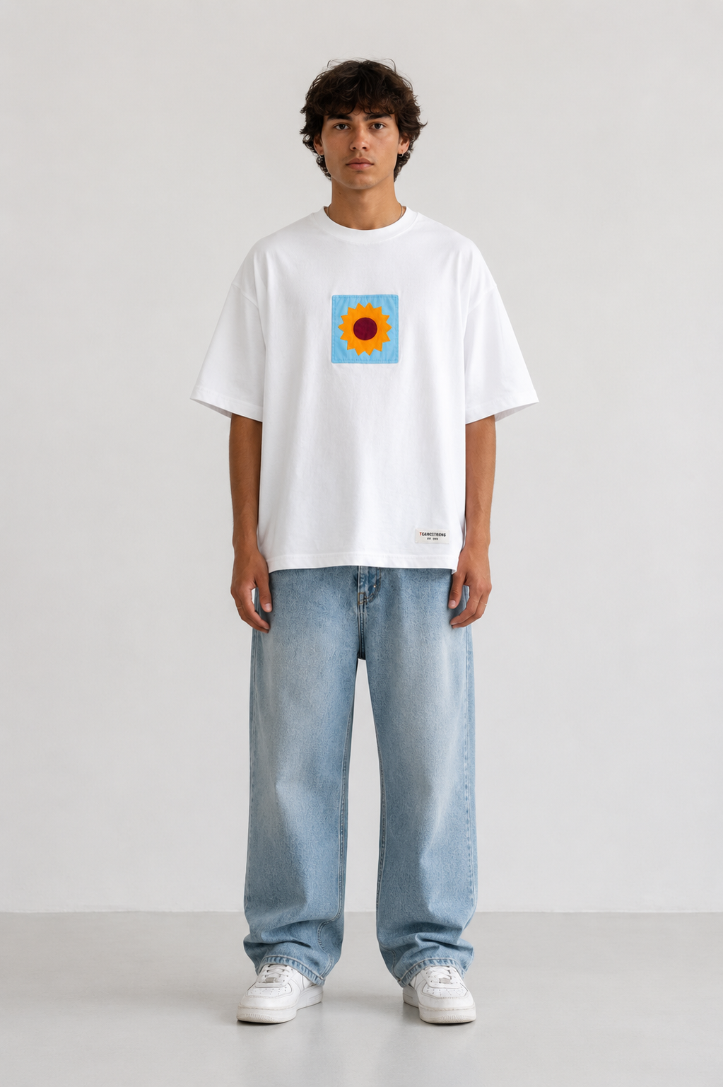 Patchwork Tee — Sky Bloom