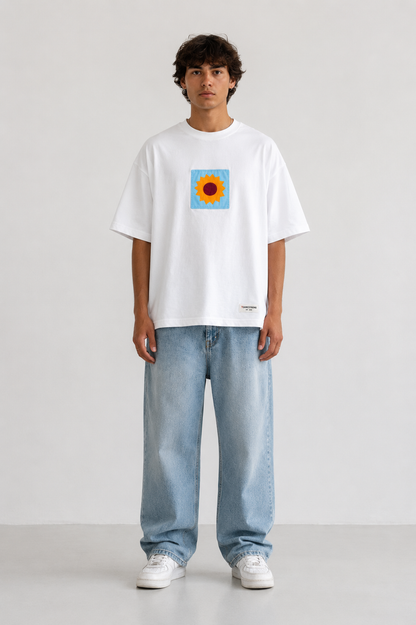 Patchwork Tee — Sky Bloom