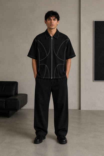 Studio Contour Zip Shirt — Black
