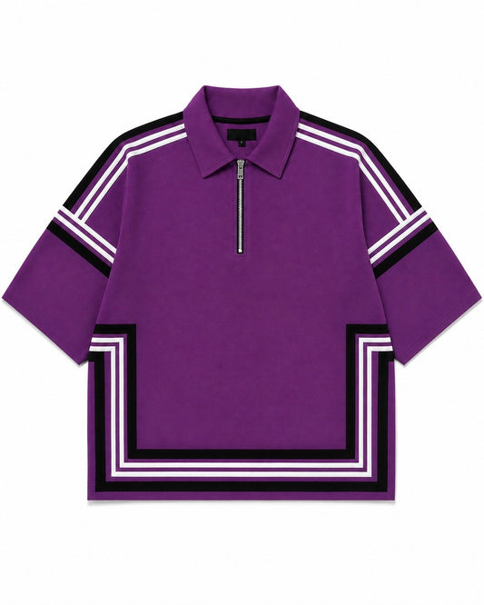 Boundary Zip Polo — Purple Potion