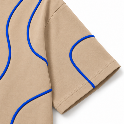 Line Theory Tee — Sand / Royal Blue