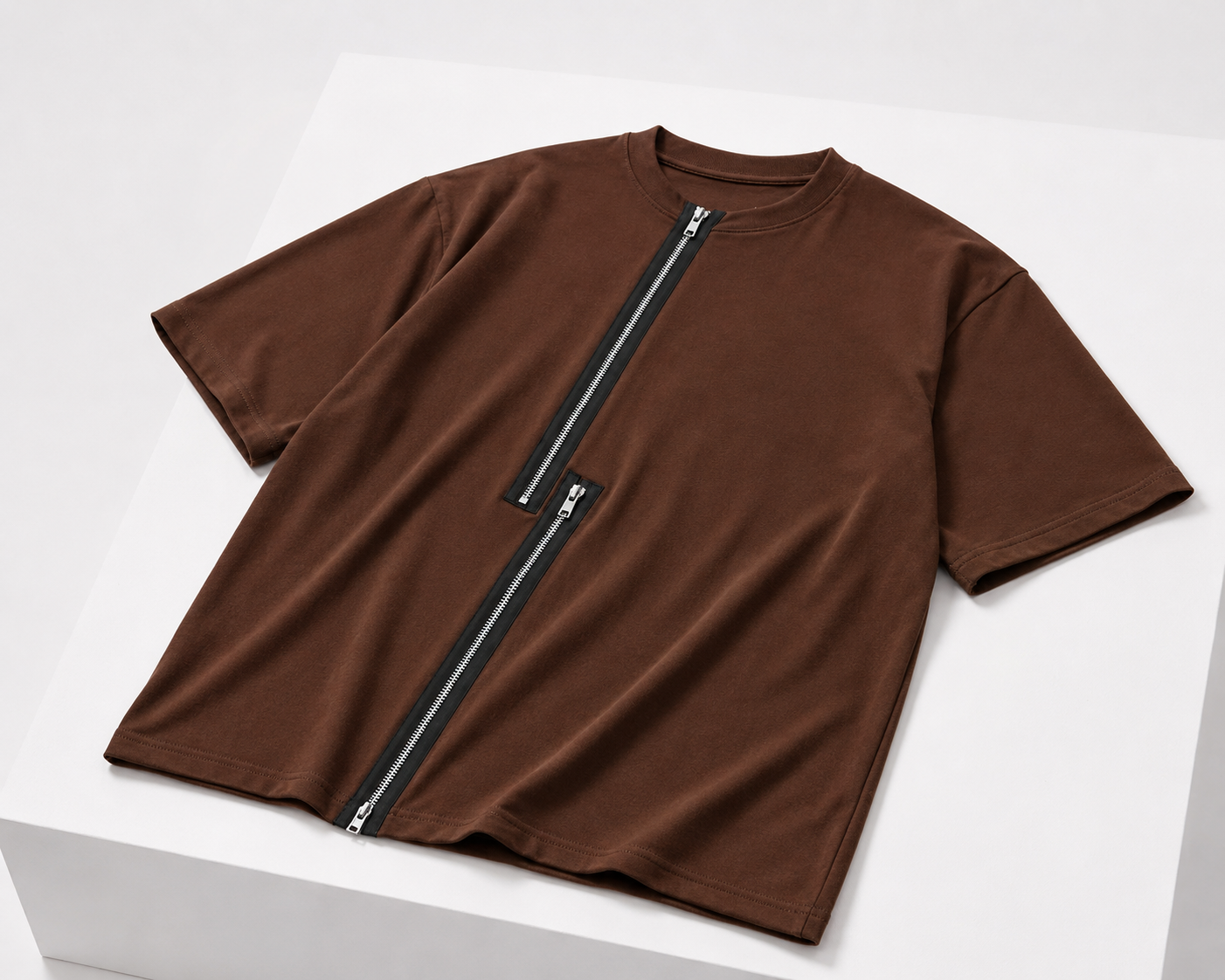Axis Zip Tee — Coffee Brown