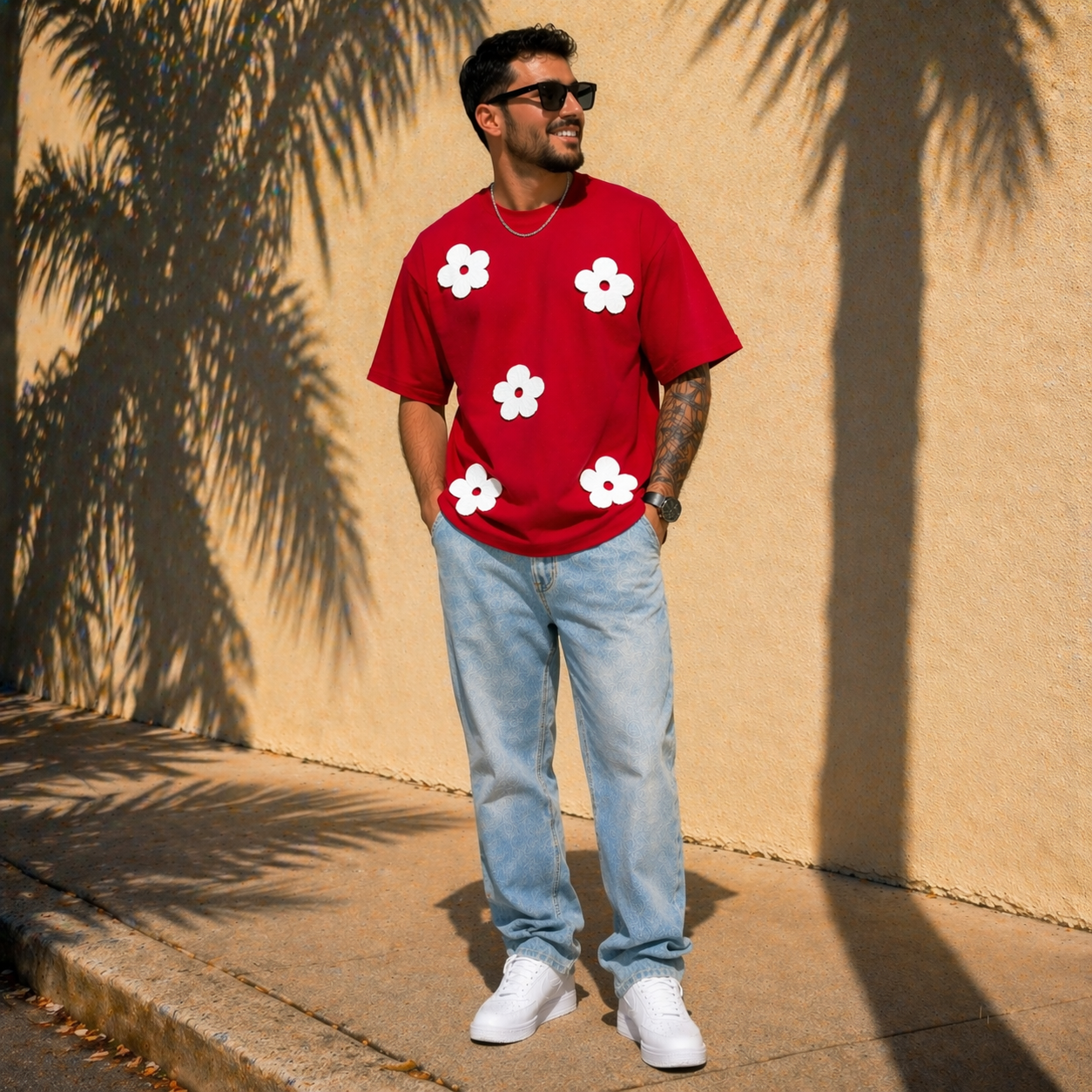 Bloom Appliqué Tee — Red