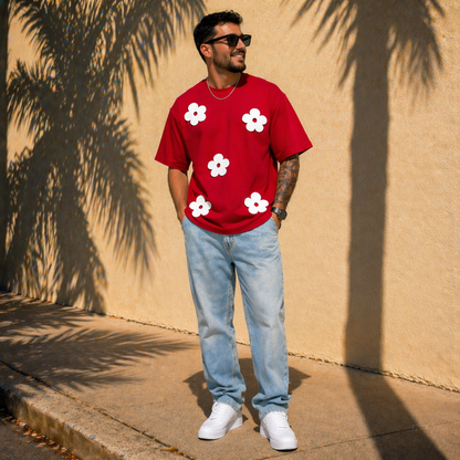 Bloom Appliqué Tee — Red