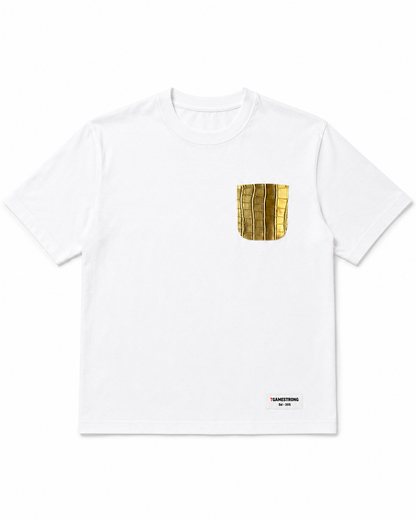 Gold Croc Pocket Tee – White