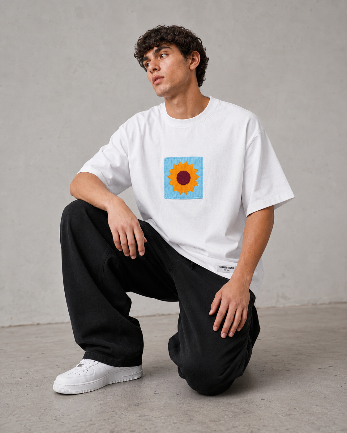Patchwork Tee — Sky Bloom