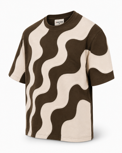 Studio Waveform Tee — Coffee Brown / Sand