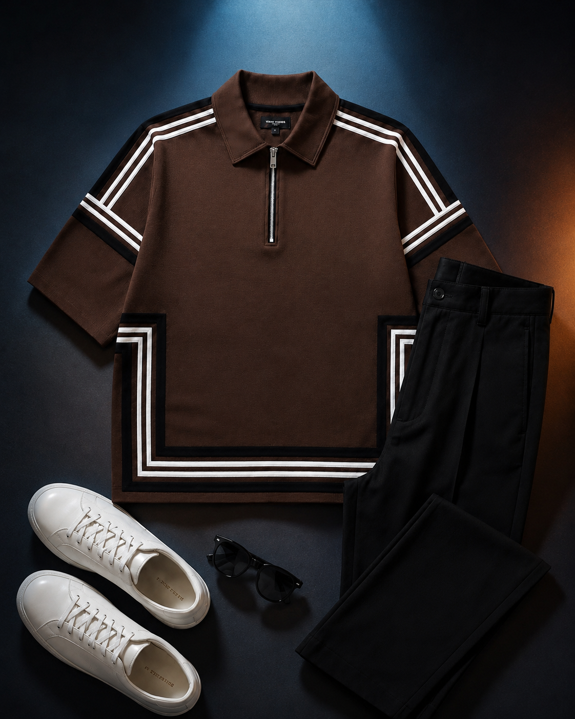 Boundary Zip Polo — Espresso