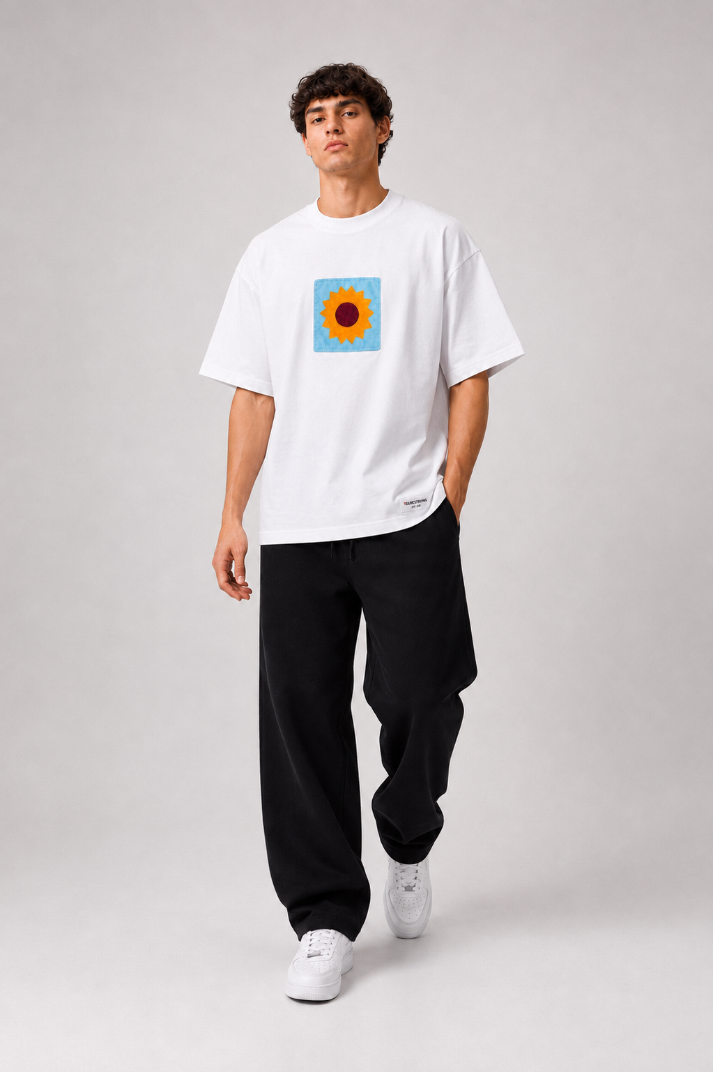 Patchwork Tee — Sky Bloom