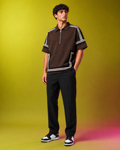 Boundary Zip Polo — Espresso