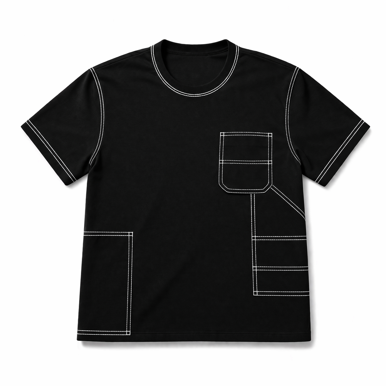Engineered Stitch Tee Black
