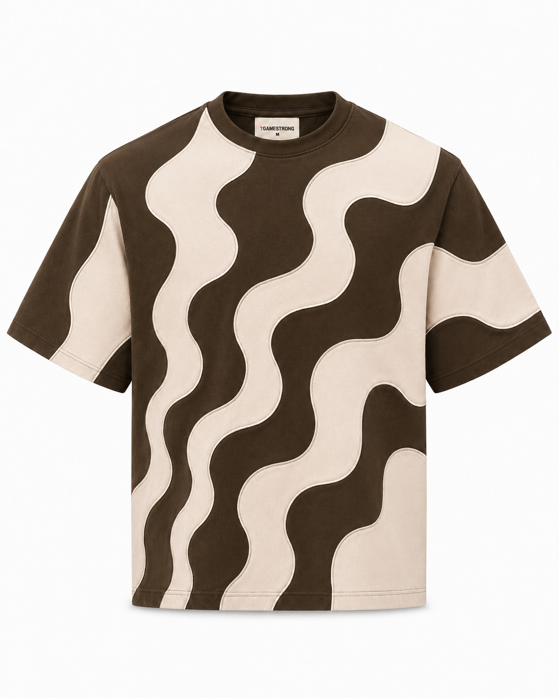 Studio Waveform Tee — Coffee Brown / Sand
