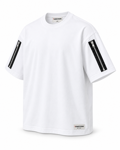 Twin Zip Tee — White