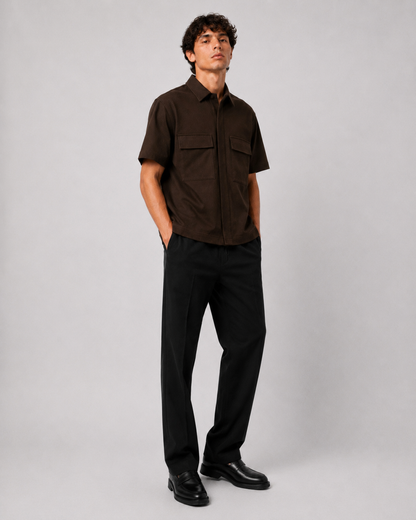 Utility Zip Overshirt - Coffee Brown