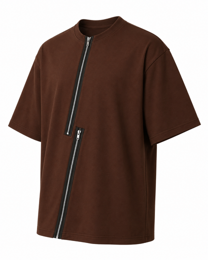 Axis Zip Tee — Coffee Brown