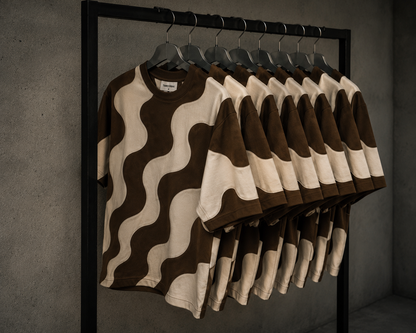 Studio Waveform Tee — Coffee Brown / Sand