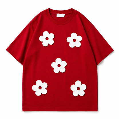 Bloom Appliqué Tee — Red