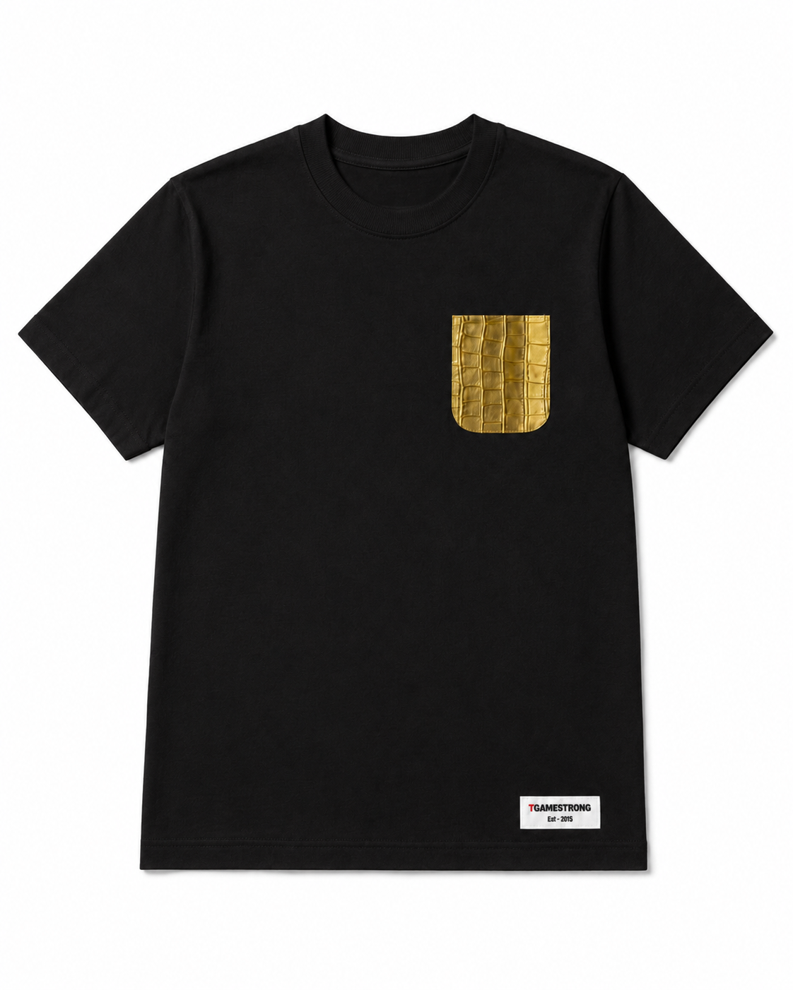 Gold Croc Pocket Tee – Black