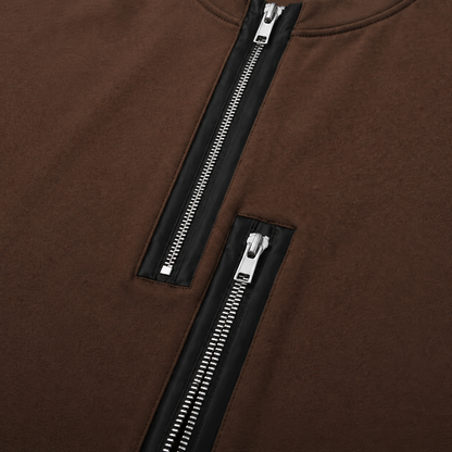 Axis Zip Tee — Coffee Brown