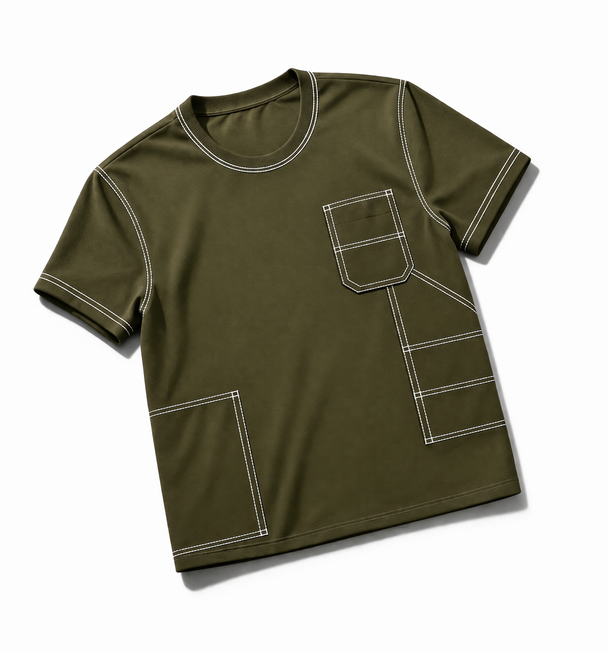 Engineered Stitch Tee Olive