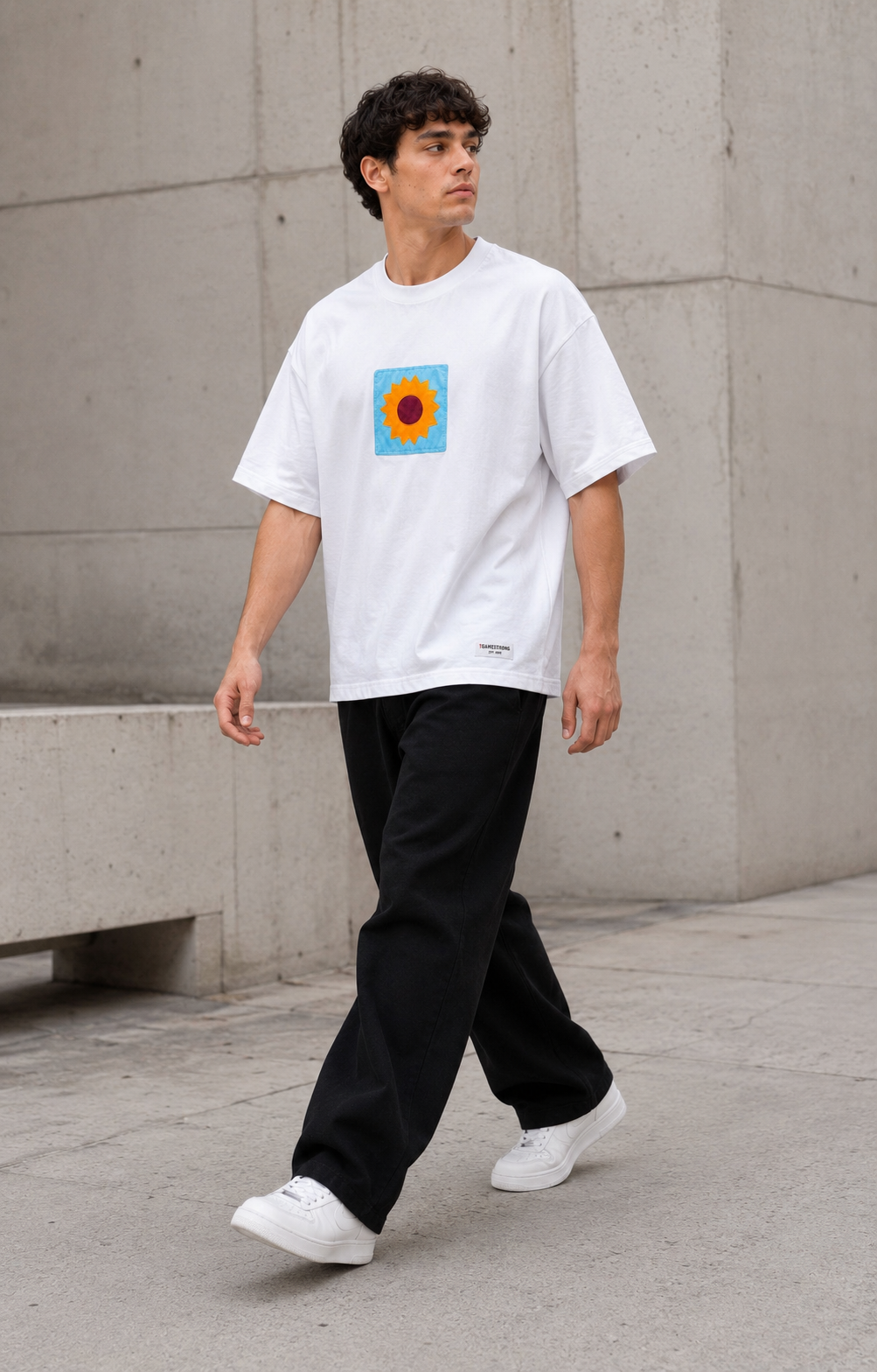 Patchwork Tee — Sky Bloom