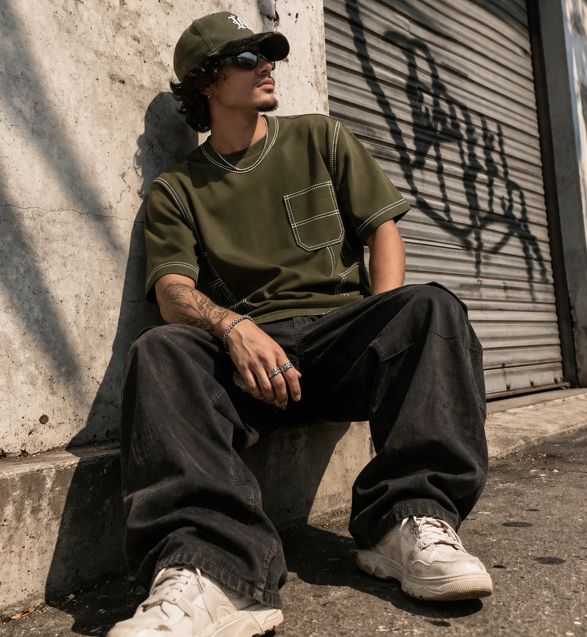 Engineered Stitch Tee Olive