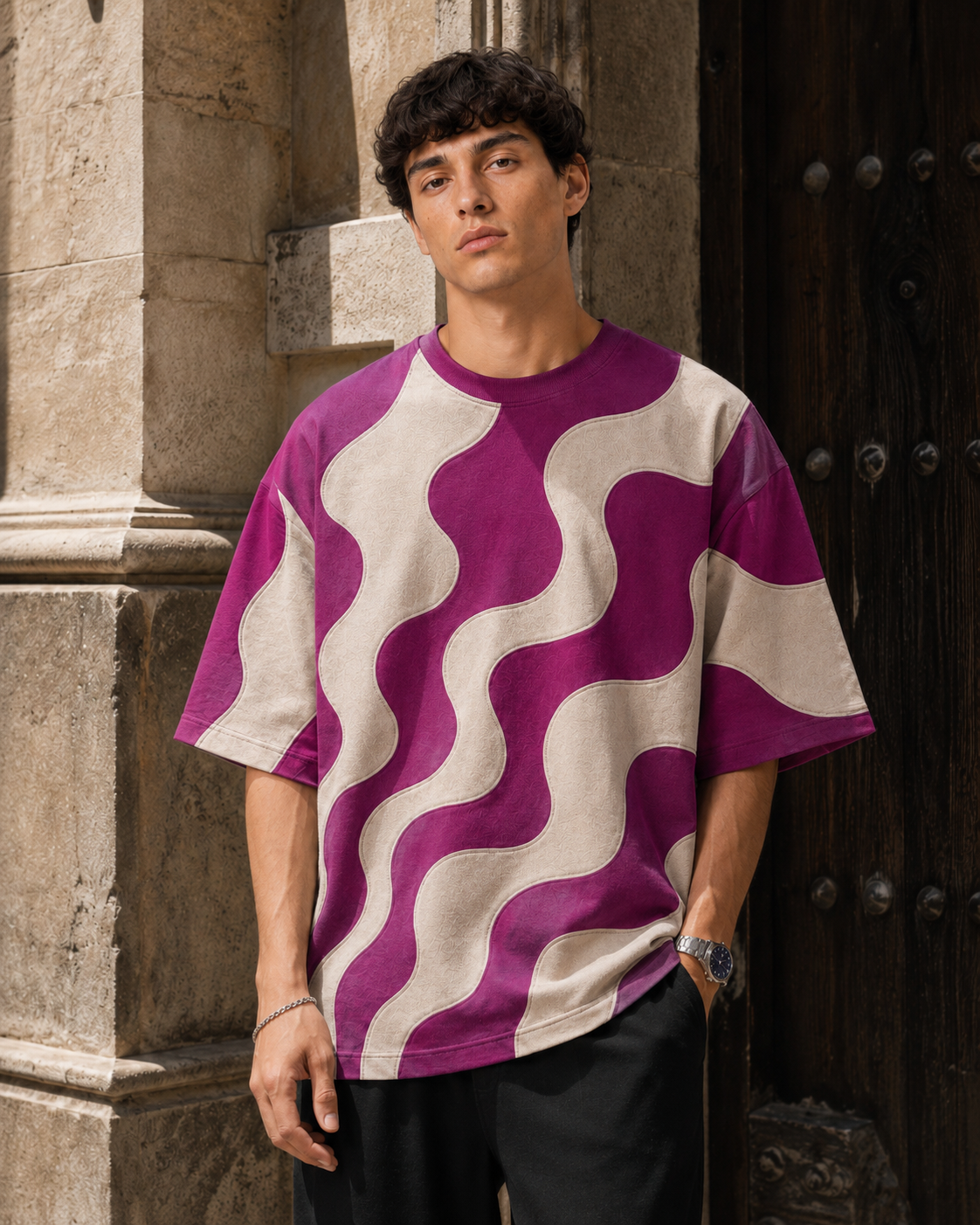 Studio Waveform Tee — Purple Potion / Sand