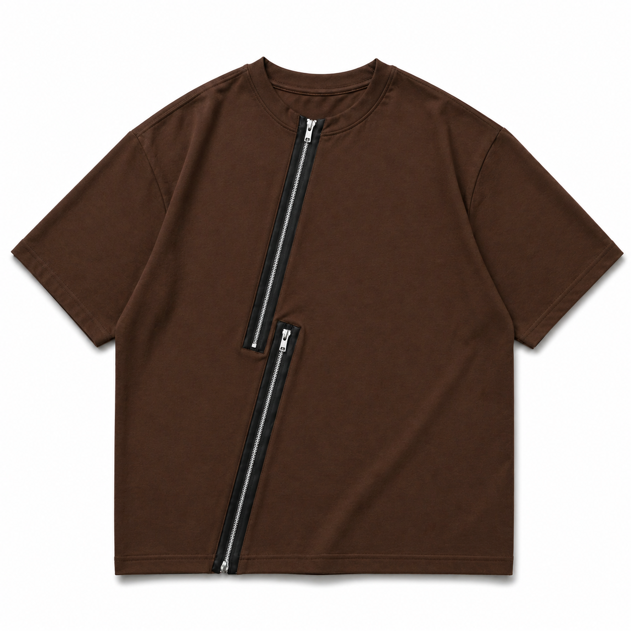Axis Zip Tee — Coffee Brown