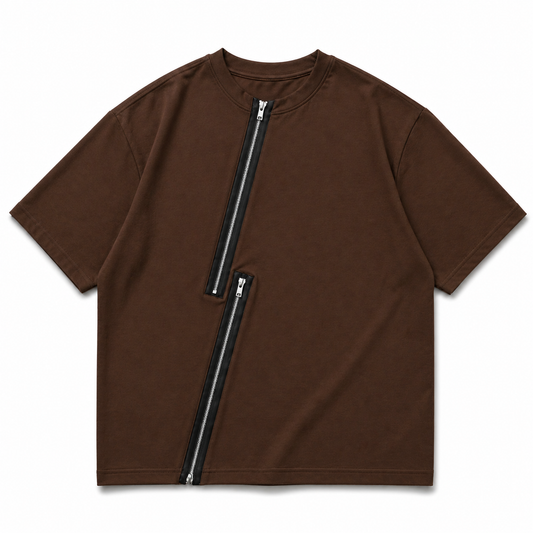Axis Zip Tee — Coffee Brown