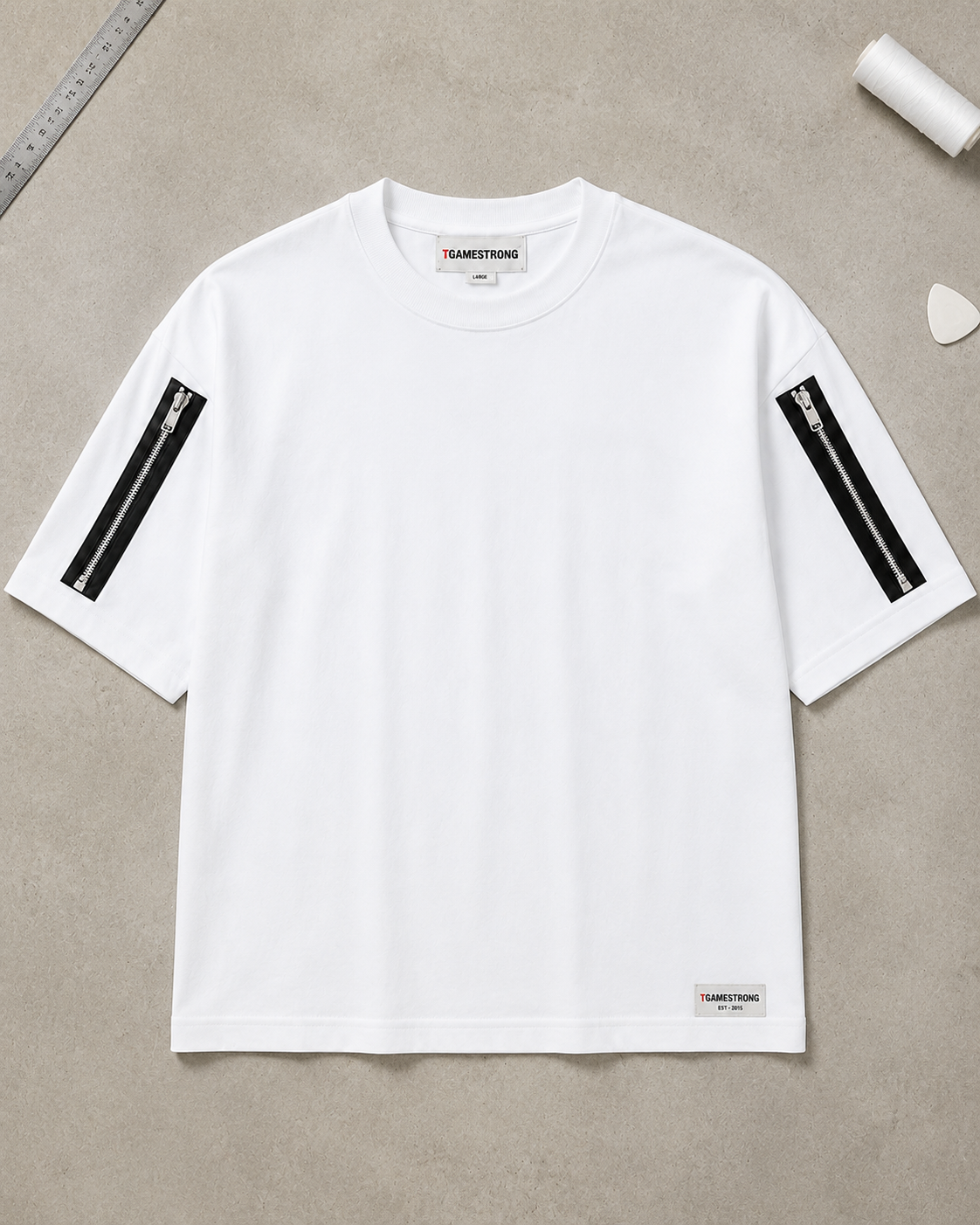 Twin Zip Tee — White
