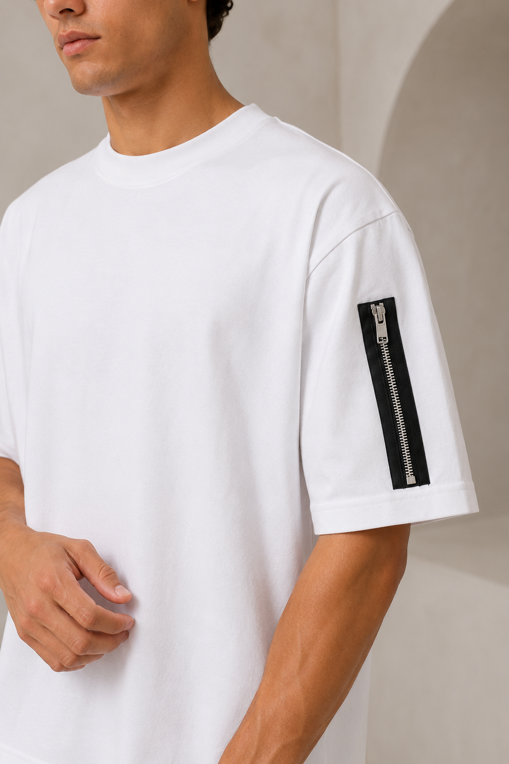 Twin Zip Tee — White