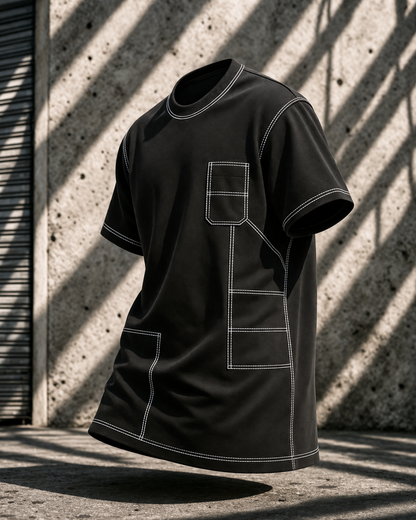 Engineered Stitch Tee Black