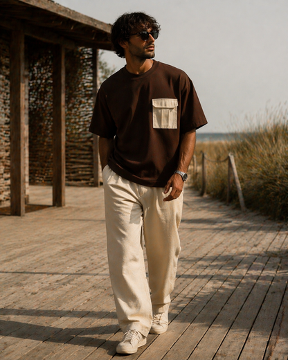 Utility Pocket Tee Brown