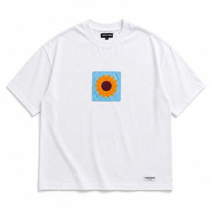 Patchwork Tee — Sky Bloom
