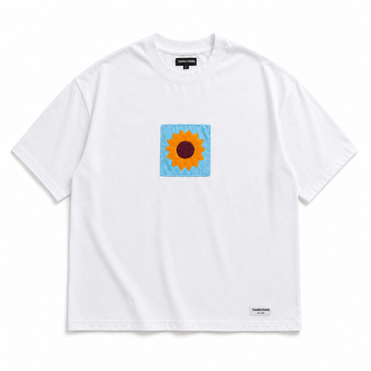 Patchwork Tee — Sky Bloom