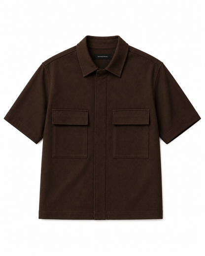 Utility Zip Overshirt - Coffee Brown