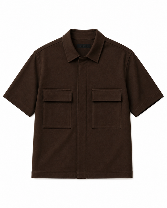 Utility Zip Overshirt - Coffee Brown