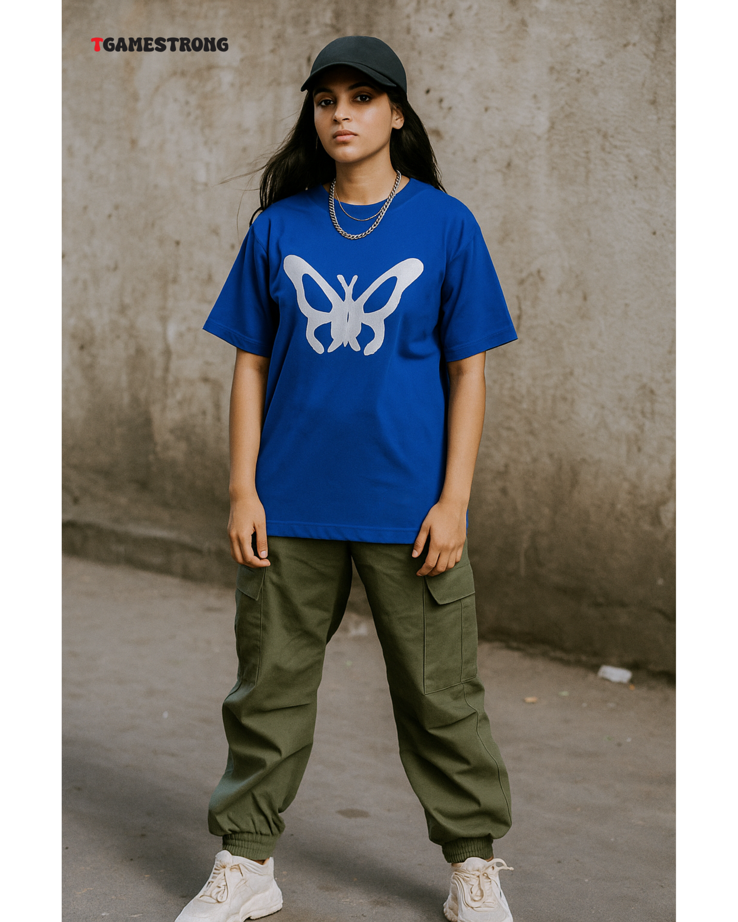 Blue Butterfly Cutout Tee