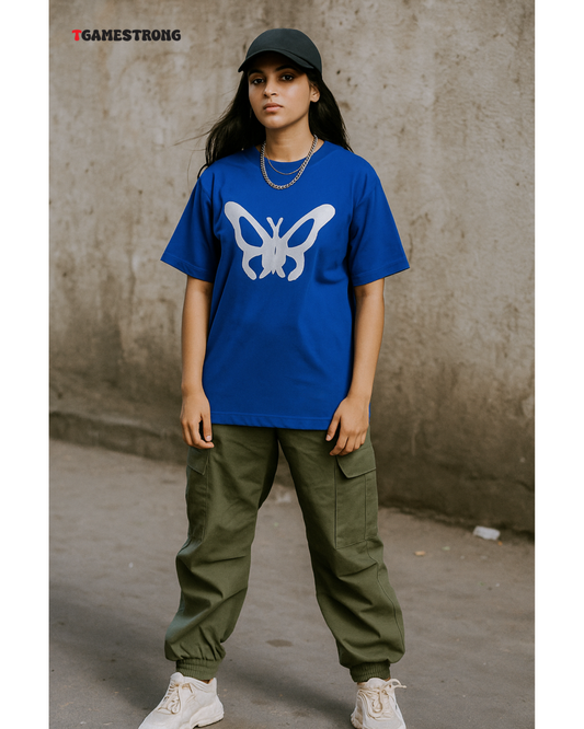 Blue Butterfly Cutout Tee