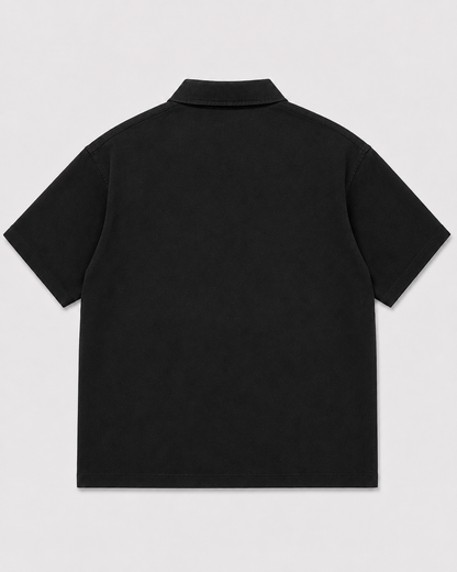 Studio Utility Zip Polo — Black
