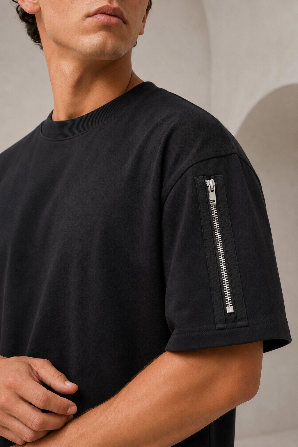 Twin Zip Tee — Black