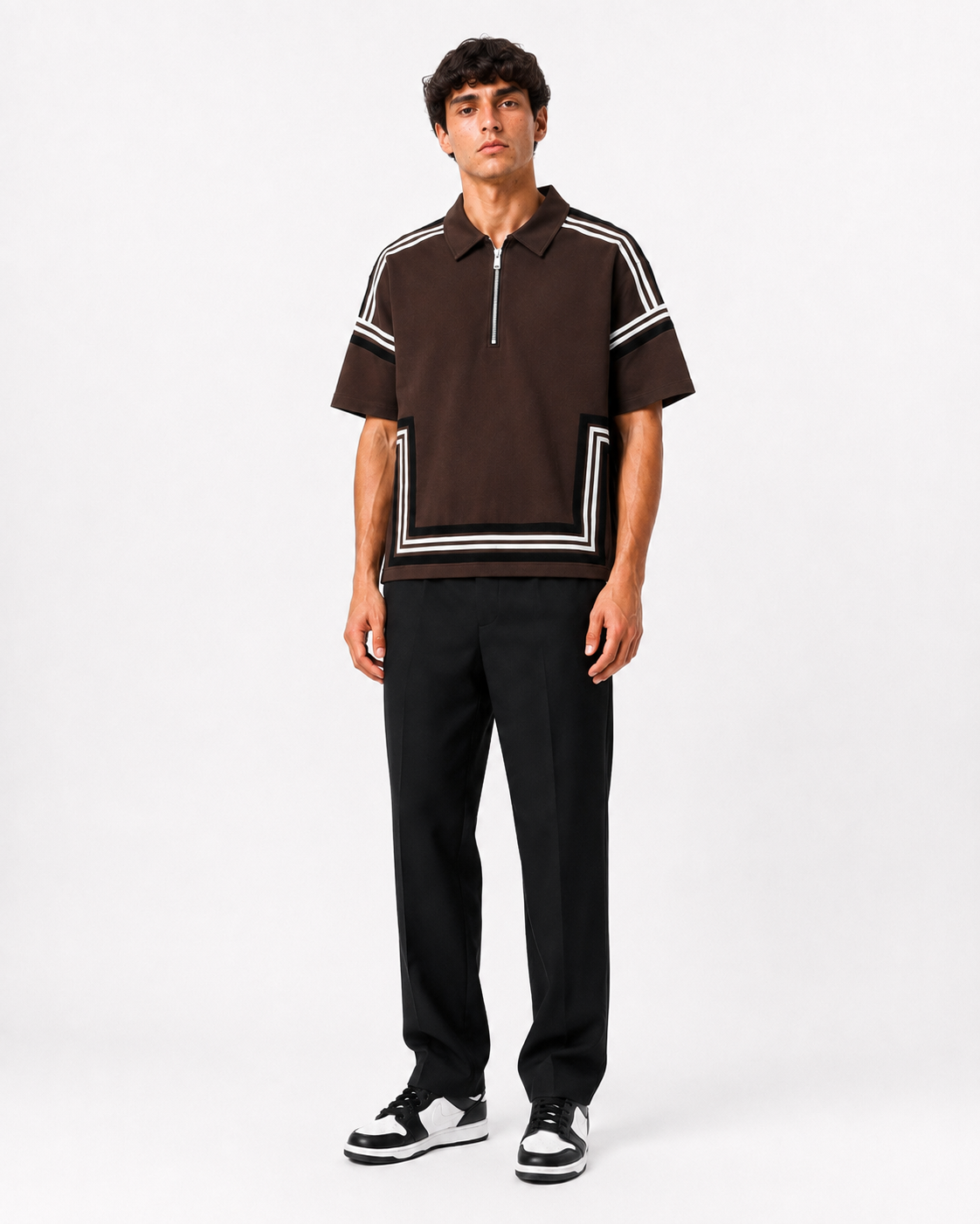 Boundary Zip Polo — Espresso