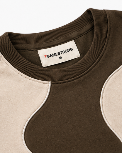 Studio Waveform Tee — Coffee Brown / Sand